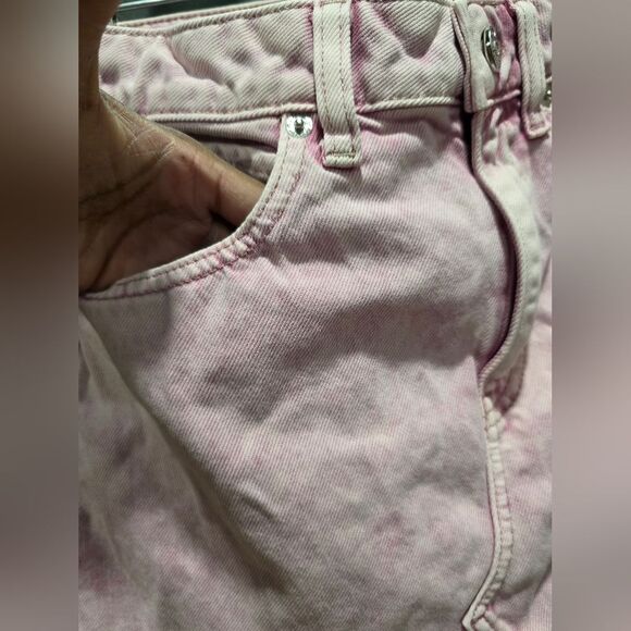 We The Free Women's Purple Acid Wash Denim Fringe Hem Jean Skirt Sz 24 Mini - Picture 9 of 12